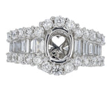 Ring mounting heavy diamond with center for large oval 18kt white gold - Gaines Jewelers