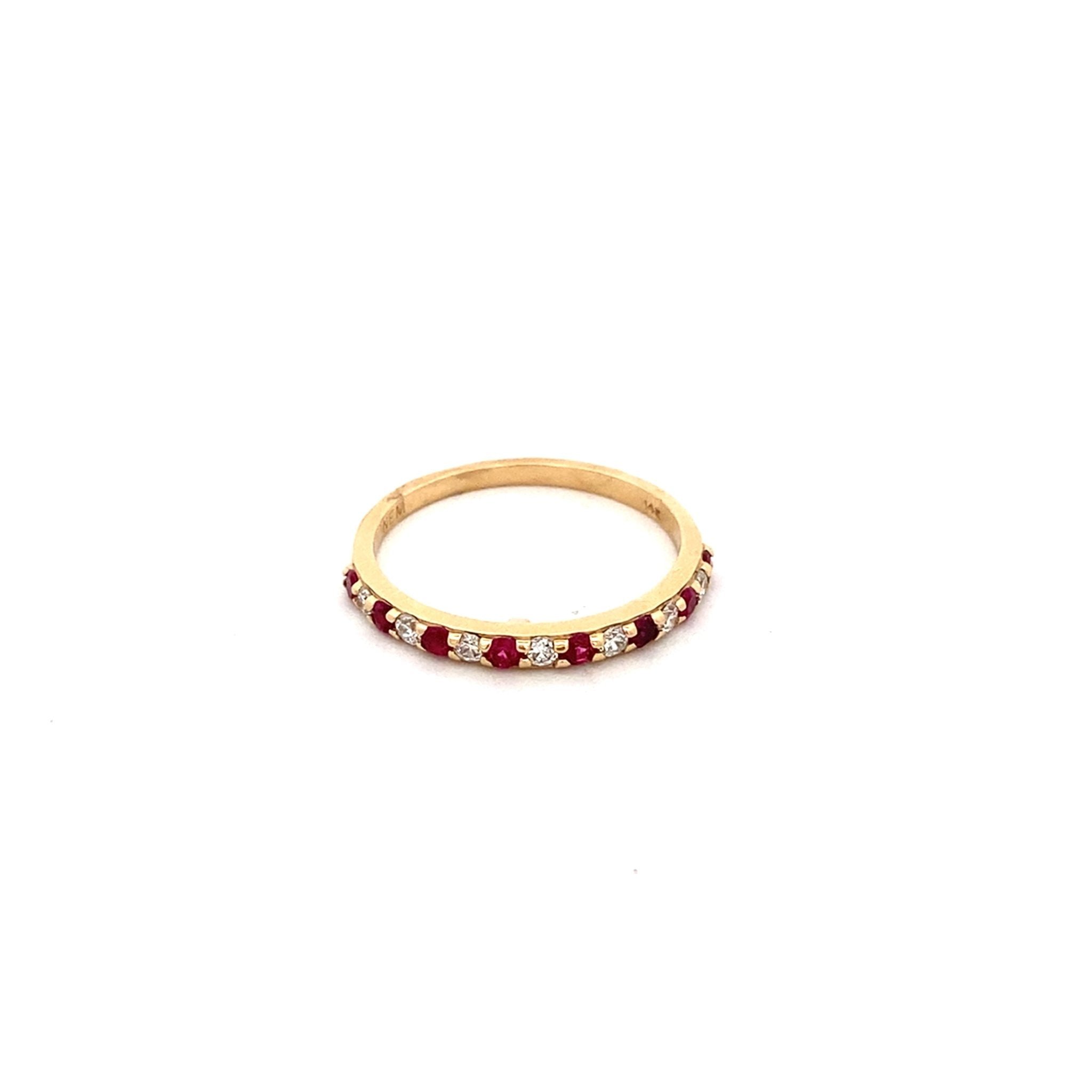 ring ruby and diamond band 14kt yellow gold - Gaines Jewelers