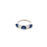 Ring sapphire and diamond band 18kt white gold - Gaines Jewelers