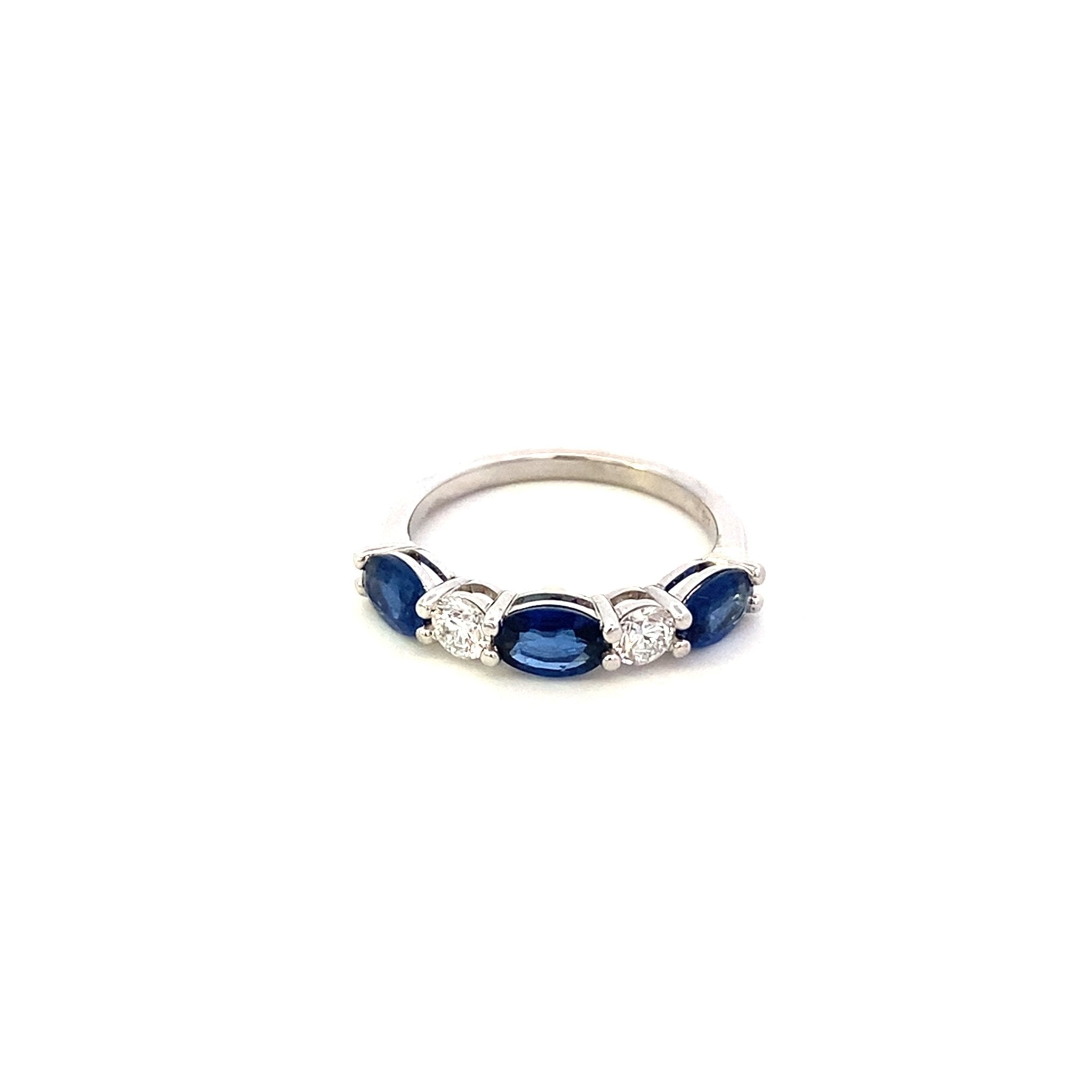 Ring sapphire and diamond band 18kt white gold - Gaines Jewelers
