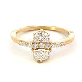 Ring set with 2 half moon lab diamonds & a strip running between 14kt yellow gold - Gaines Jewelers