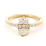 Ring set with 2 half moon lab diamonds & a strip running between 14kt yellow gold - Gaines Jewelers