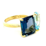 Ring set with a London blue topaz and a Sky blue topaz 14kt yellow gold - Gaines Jewelers