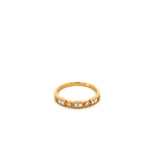 Ring set with diamonds in rectangular bars coin edge bezels 18kt yellow gold - Gaines Jewelers