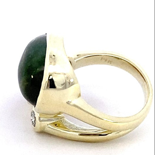 Ring set with pink & green tourmaline accented with diamond 14kt yellow gold - Gaines Jewelers