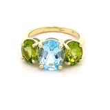 Ring Sky blue topaz with peridot 14kt yellow gold - Gaines Jewelers