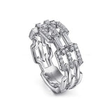 Ring - two row diamond link 14k white gold - Gaines Jewelers