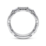Ring - two row diamond link 14k white gold - Gaines Jewelers