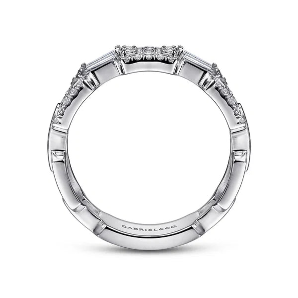 Ring - two row diamond link 14k white gold - Gaines Jewelers