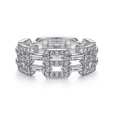Ring - two row diamond link 14k white gold - Gaines Jewelers