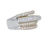 Ring wide tri - color diamond pave 18kt - Gaines Jewelers