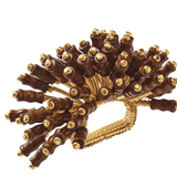 Royal Palm Napkin Ring in Brown & Gold, Set of 4 - Kim Seybert - Gaines Jewelers