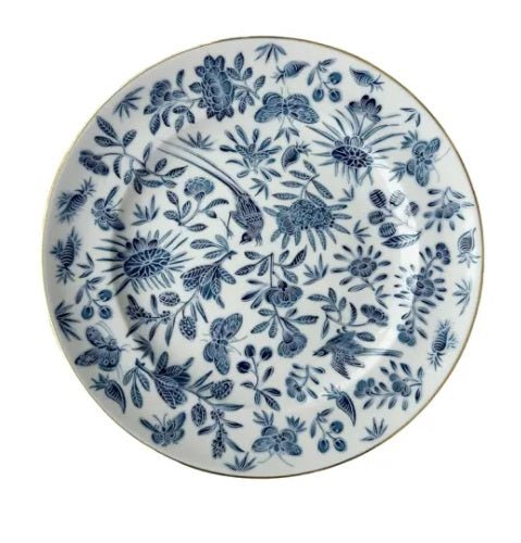 Sacred Bird & Butterfly Blue Dessert Plate - Mottahedeh - Gaines Jewelers