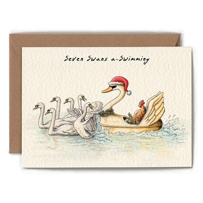 Seven Swans Swimming Card - 5" x 7" - Hester & Cook - Gaines Jewelers