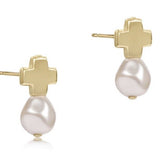 Signature Cross Gold Stud - Pearl - Gaines Jewelers