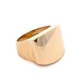 Signet ring with wide square top and wide tapered shank 14kt yellow gold by Raymond Mazza - Gaines Jewelers