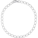 Sterling Silver 7" Petite Elongated Oval Link Classic Bracelet - Rembrandt - Gaines Jewelers