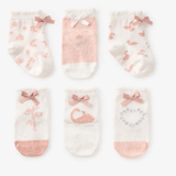 Swan Non - Slip Baby Socks 6 PK - Elegant Baby - Gaines Jewelers