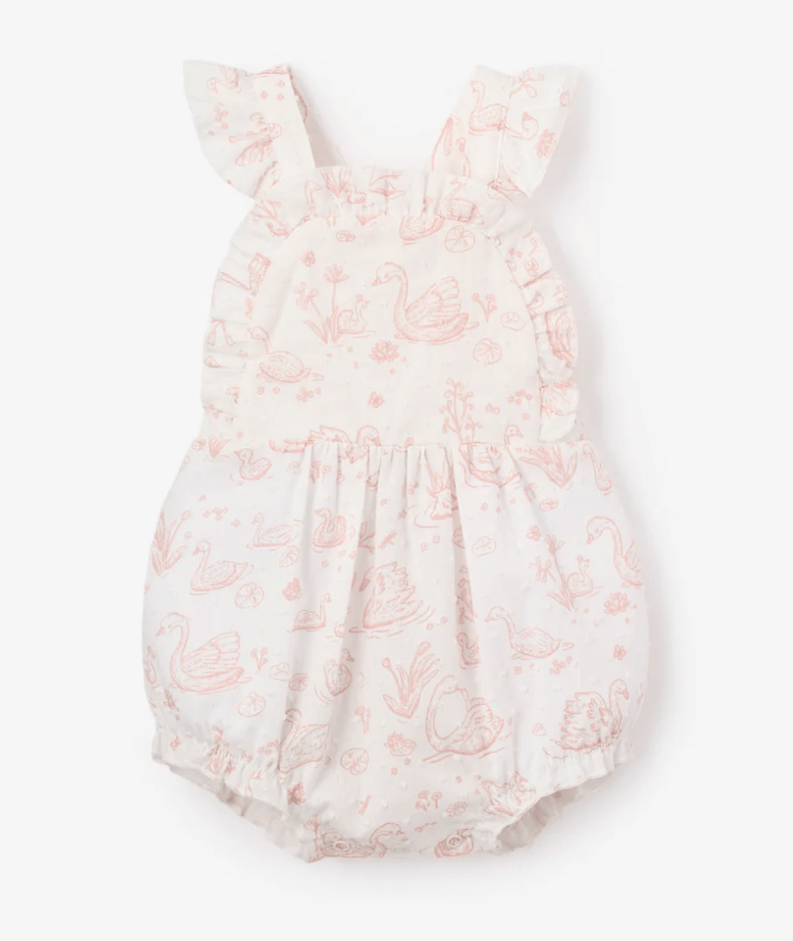 Swan Toile Swiss Dot Sunsuit 12 - 18 M - Elegant Baby - Gaines Jewelers