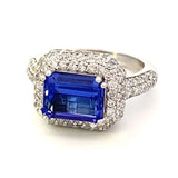 Tanzanite/pave diamond ring 14ktwg - Gaines Jewelers