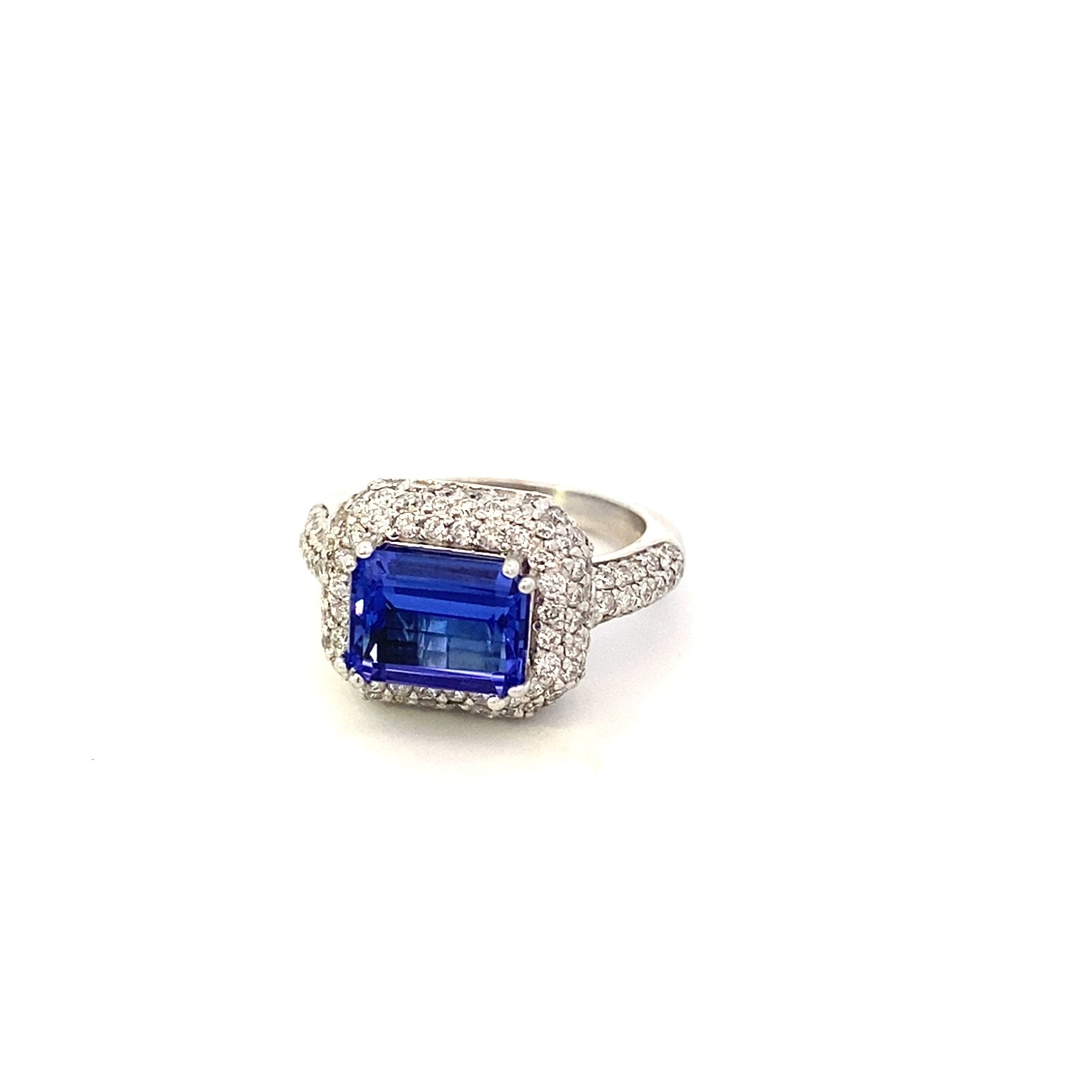 Tanzanite/pave diamond ring 14ktwg - Gaines Jewelers