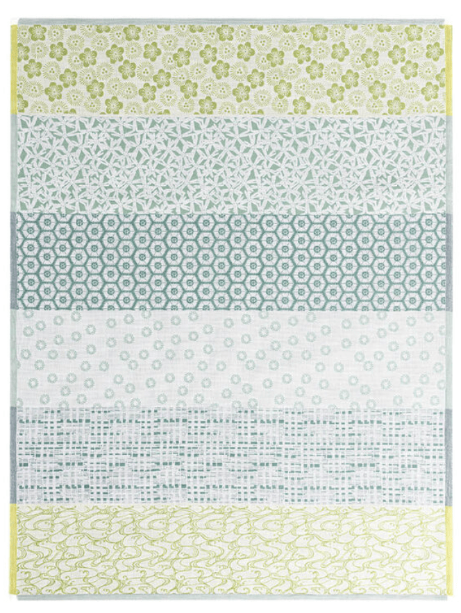 Tea Towel Wagara Cotton Green - Le Jacquard Francais - Gaines Jewelers