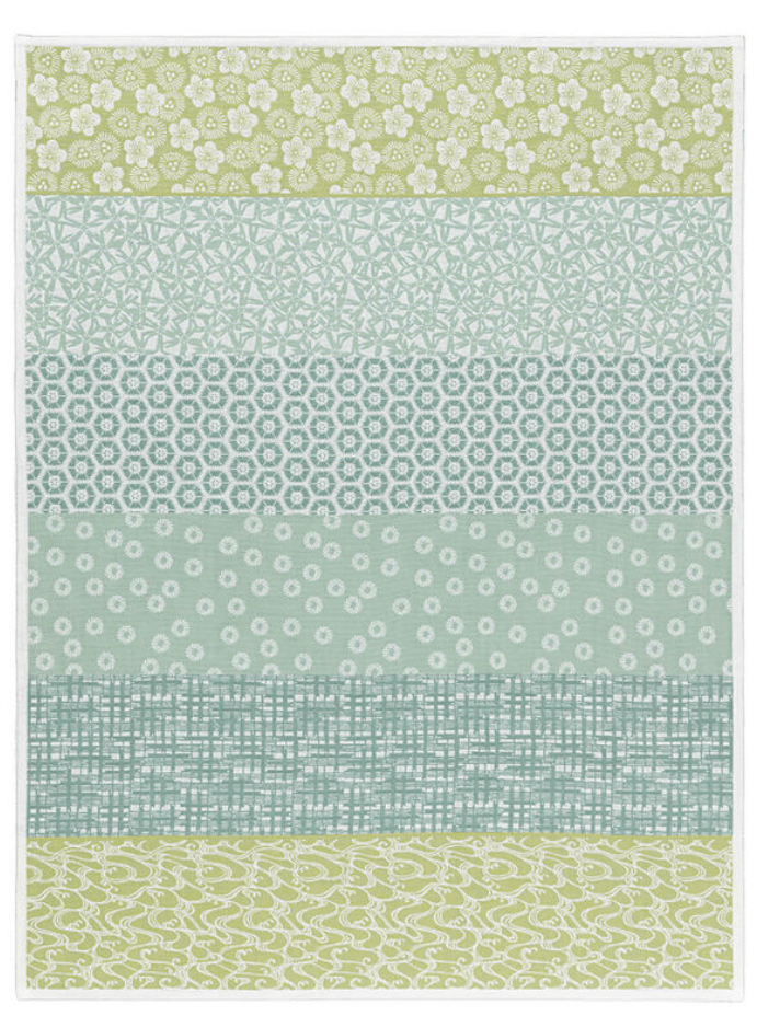 Tea Towel Wagara Cotton Green - Le Jacquard Francais - Gaines Jewelers