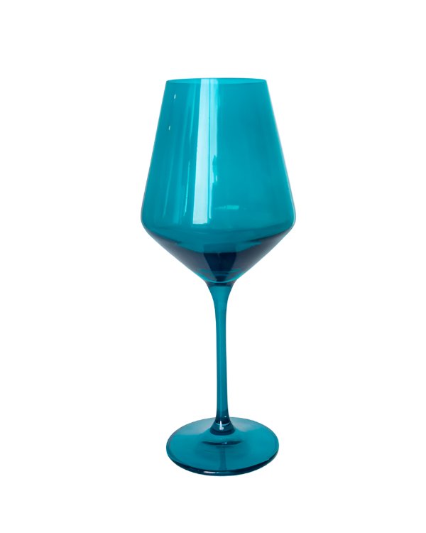 Teal Wine Stemware - Estelle Colored Glass - Gaines Jewelers
