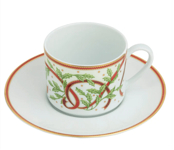 Ultra - White Winter Festival Teacup Saucer - Pickard - Gaines Jewelers