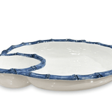 Vida Bamboo Large Chip & Dip Bowl - White and Blue - Beatriz Ball - Gaines Jewelers