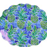 Vida Pineapples & Palms Reversible Round Placemats Set of 4 - Blue and Green - Beatriz Ball - Gaines Jewelers