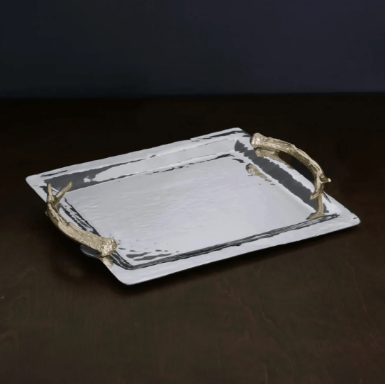 Western Antler Emerson Large Tray with Gold Handles - Beatriz Ball - Gaines Jewelers