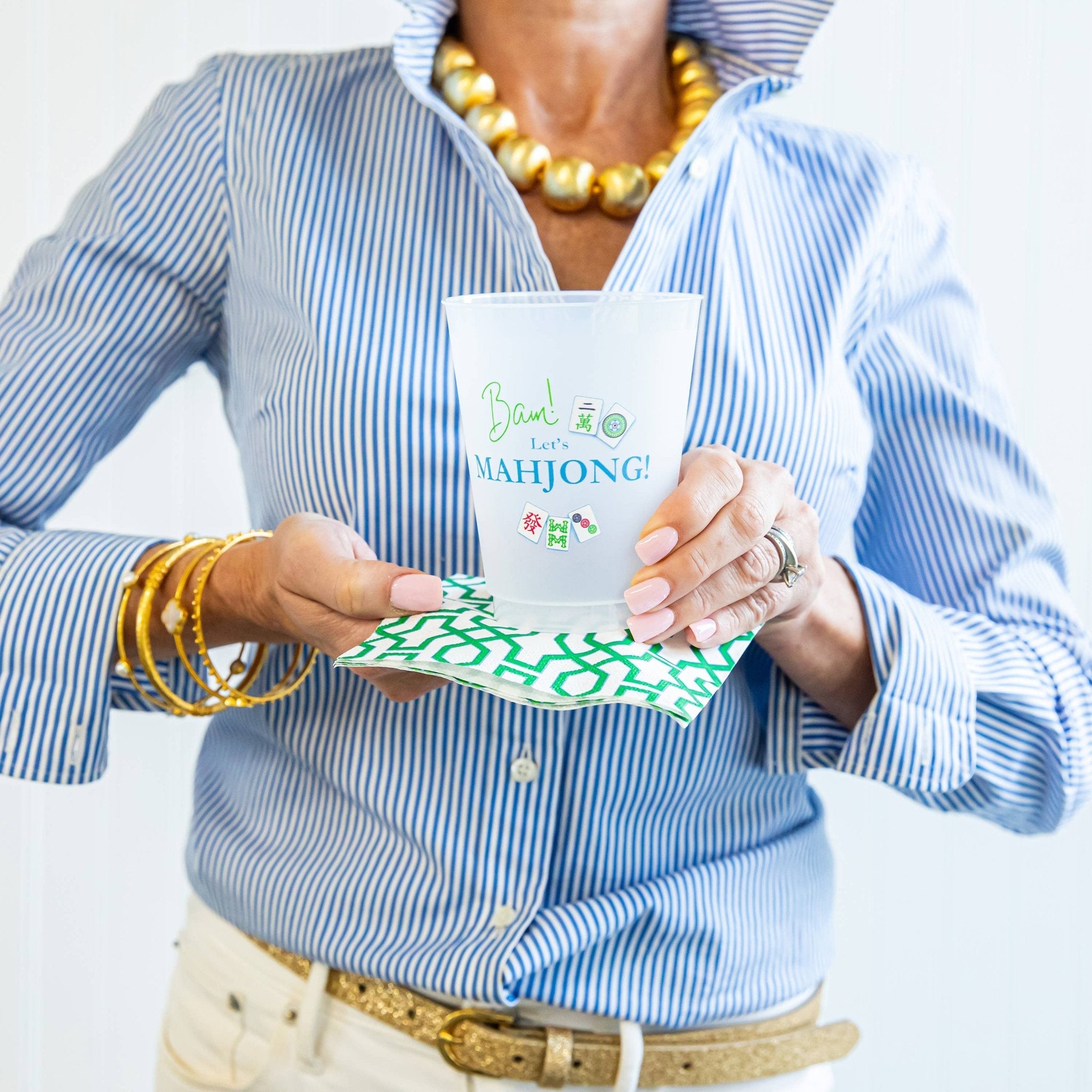 WH Hostess Social Stationery - In Stock Let's Mahjong Shatterproof Cups - Gaines Jewelers