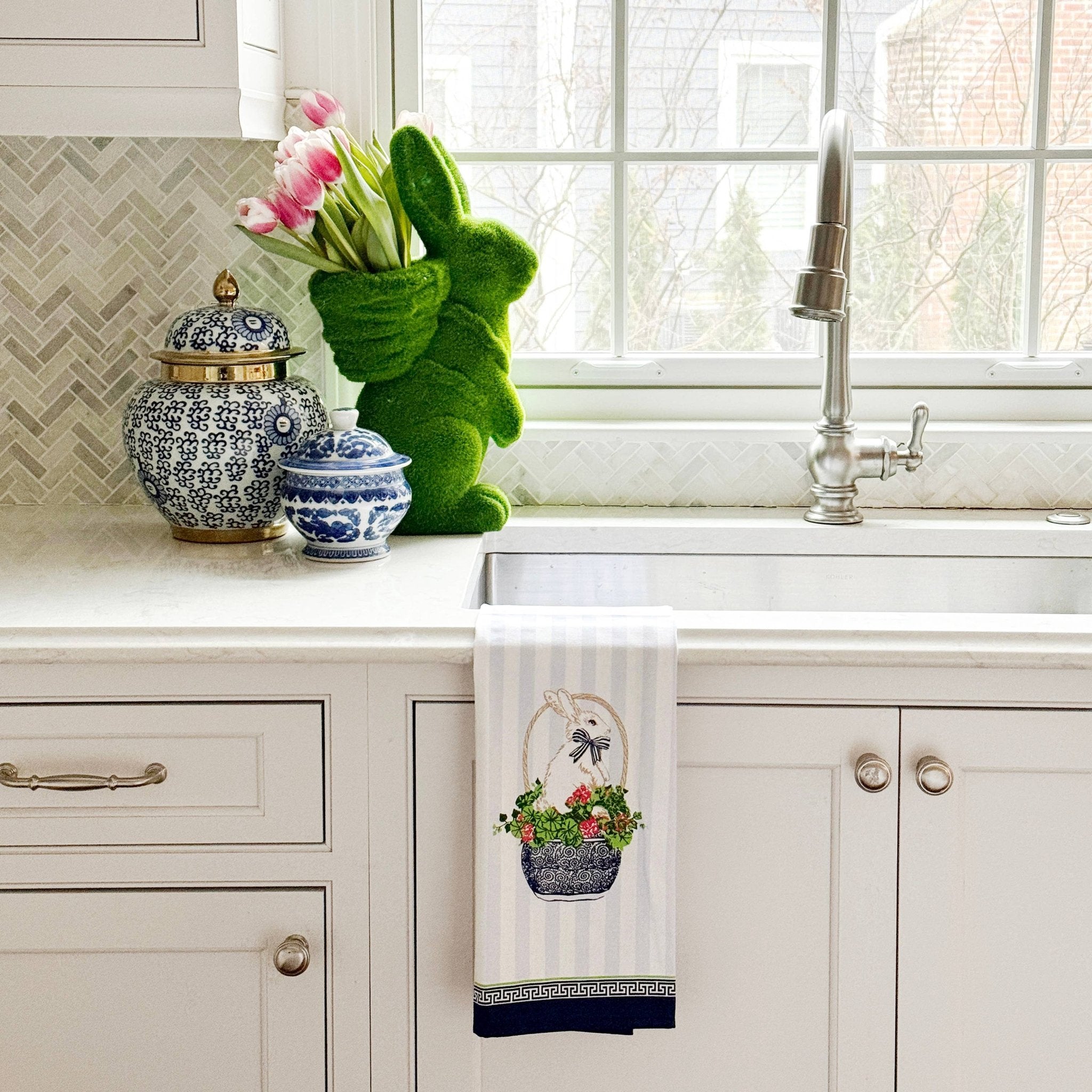 WH Hostess Social Stationery - In Stock WH Hostess Cotton Tea Towel | Easter Bunny Basket - Gaines Jewelers