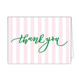 WH Hostess Social Stationery - Pink Cabana Stripe "Thank You" Folded Notecards - Gaines Jewelers