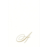 White Pearl & Gold Paper Linen Single Initial Boxed Guest Towel Napkins - A - Caspari - Gaines Jewelers