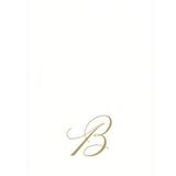White Pearl & Gold Paper Linen Single Initial Boxed Guest Towel Napkins - B - Caspari - Gaines Jewelers
