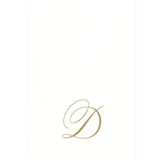 White Pearl & Gold Paper Linen Single Initial Boxed Guest Towel Napkins - D - Caspari - Gaines Jewelers