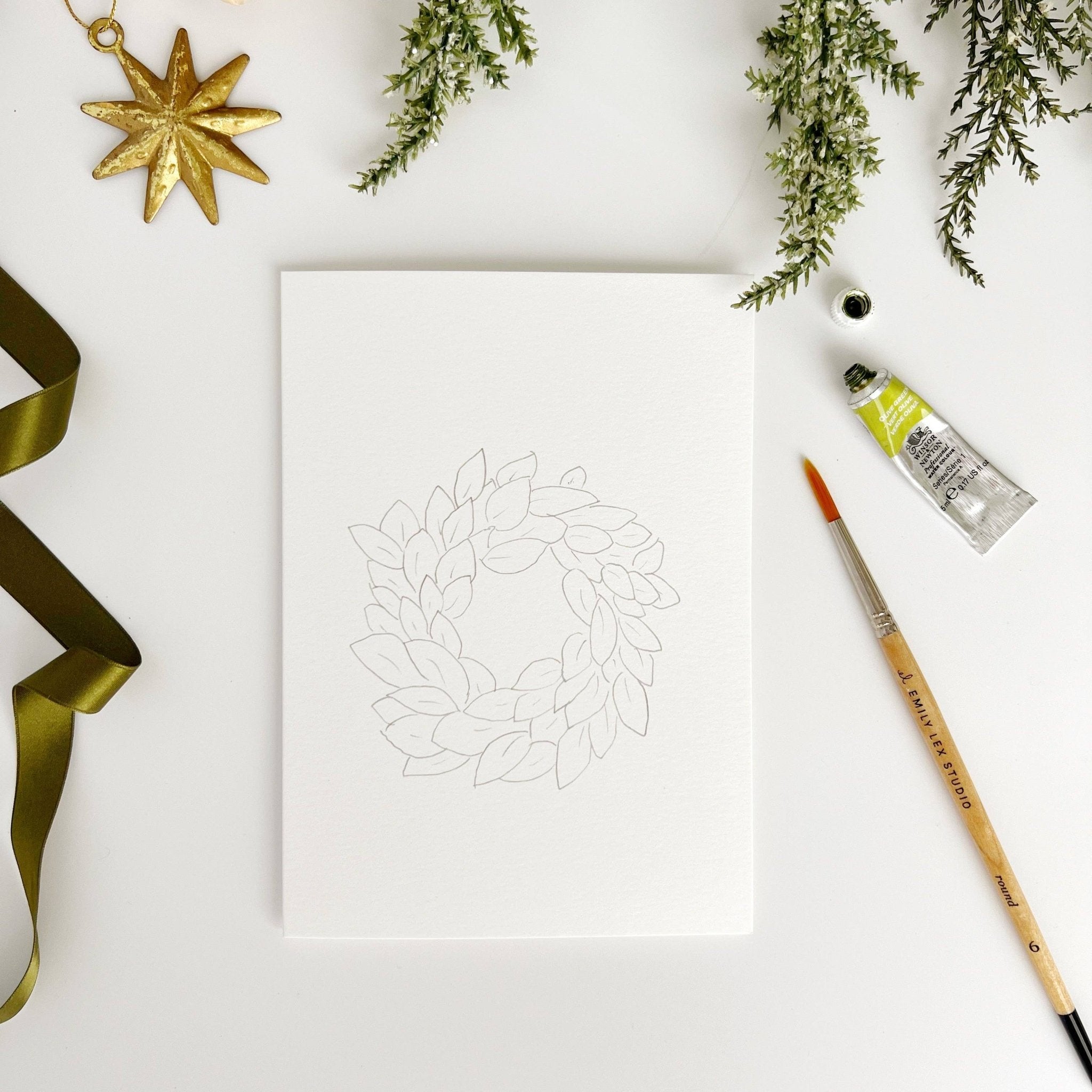 Wreaths Paintable Notecards - emily lex studio - Gaines Jewelers