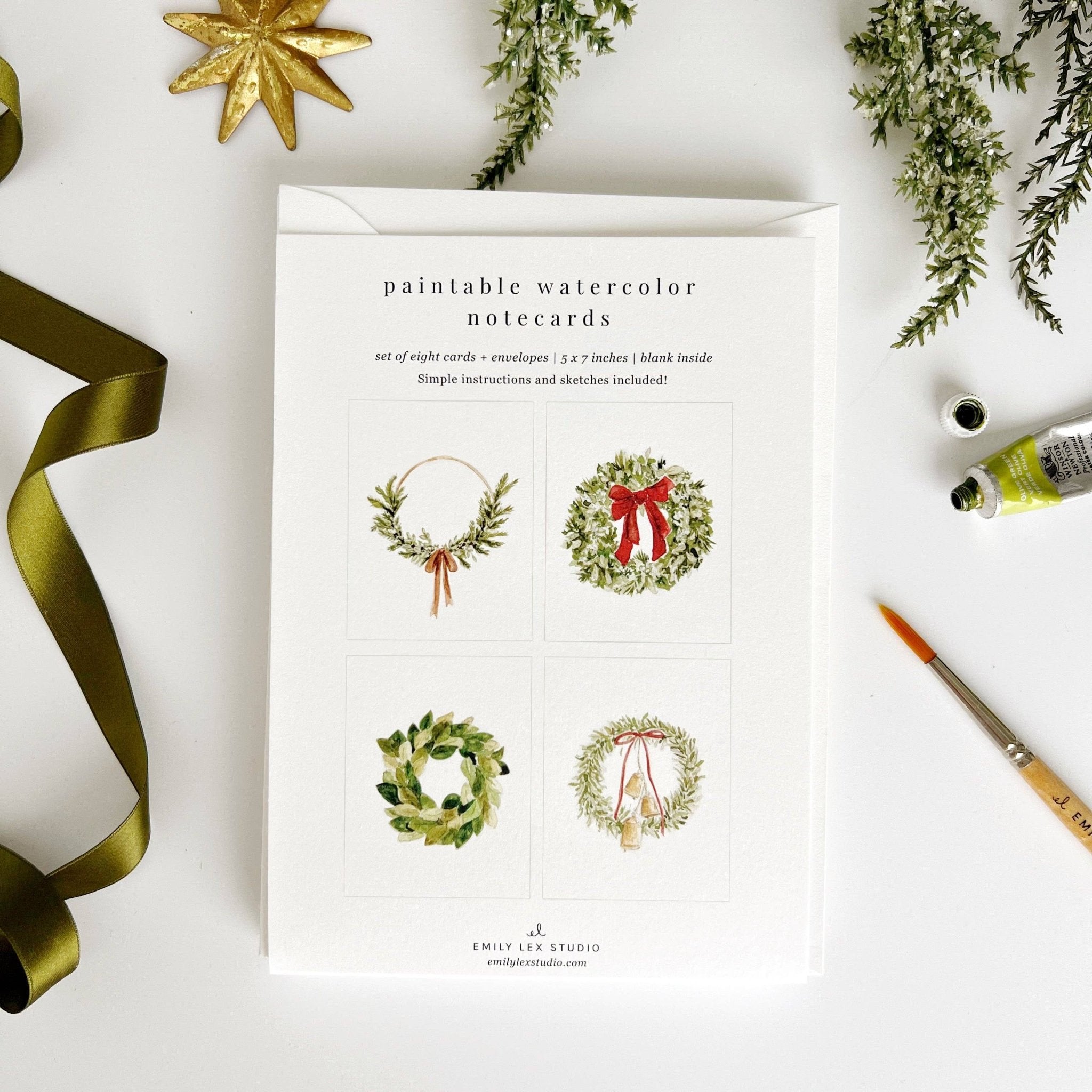 Wreaths Paintable Notecards - emily lex studio - Gaines Jewelers