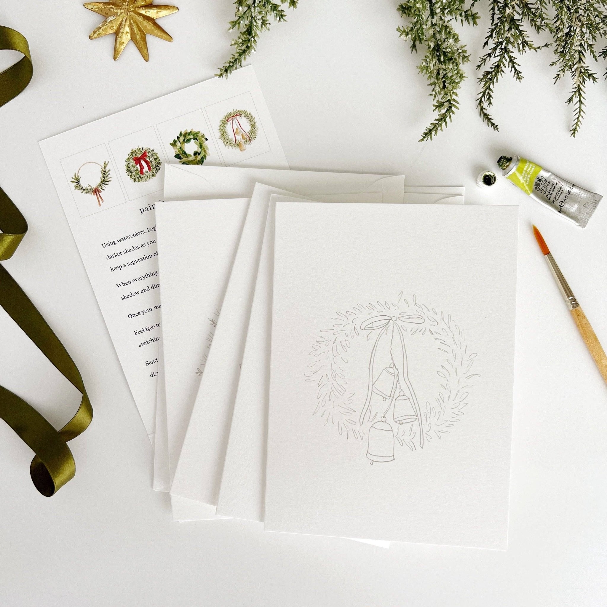 Wreaths Paintable Notecards - emily lex studio - Gaines Jewelers