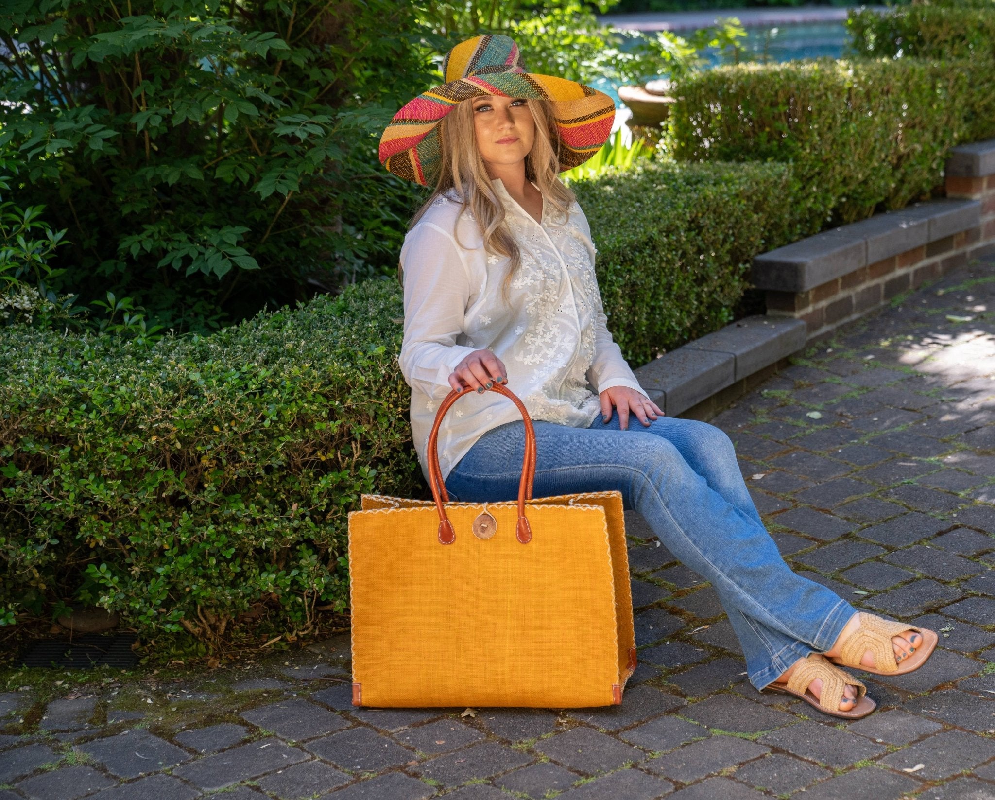 Zafran Solid Straw Beach Bag Fuchsia / Large - Shebobo - Gaines Jewelers