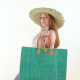 Zafran Solid Straw Beach Bag Fuchsia / Large - Shebobo - Gaines Jewelers