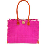Zafran Solid Straw Beach Bag Fuchsia / Large - Shebobo - Gaines Jewelers