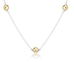 15" Mixed Metal Choker Simplicity Chain Sterling-Classic Gold Bead - Gaines Jewelers