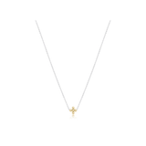 16" Mixed Metal Necklace Sterling Chain-Classic 3mm Beaded Signature Gold Cross - Gaines Jewelers