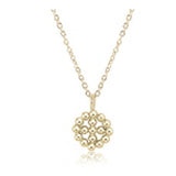 16" Necklace Halo Charm Signature Cross Classic Gold Beaded - Gaines Jewelers