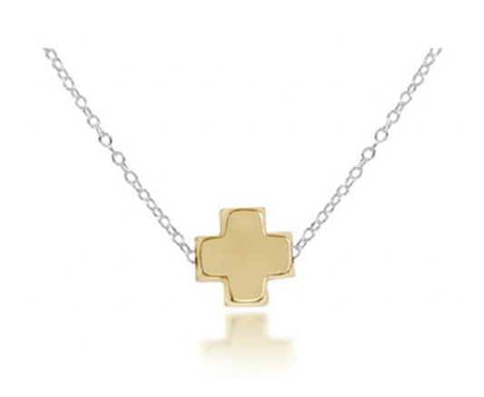 16" Necklace Sterling Mixed Metal- Signature Cross Gold - Gaines Jewelers