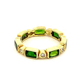 1Ring-emerald cut chrome diopside with alternating diamonds - Gaines Jewelers