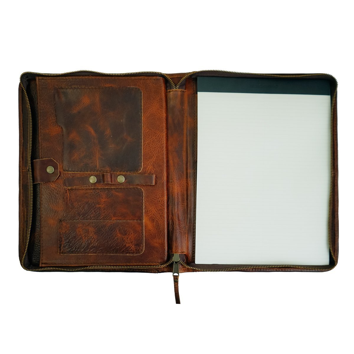Aspen Leather Zippered Padfolio Harness Black - Gaines Jewelers